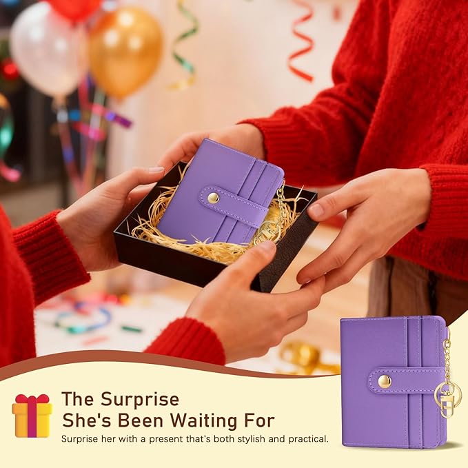 Jogjam Purple Rfid Ladies Wallet, Small Slim Thin Compact Credit Card Women Wallet, PU Leather Bifold Cash Zipper Coin Pocket ID Window for Female