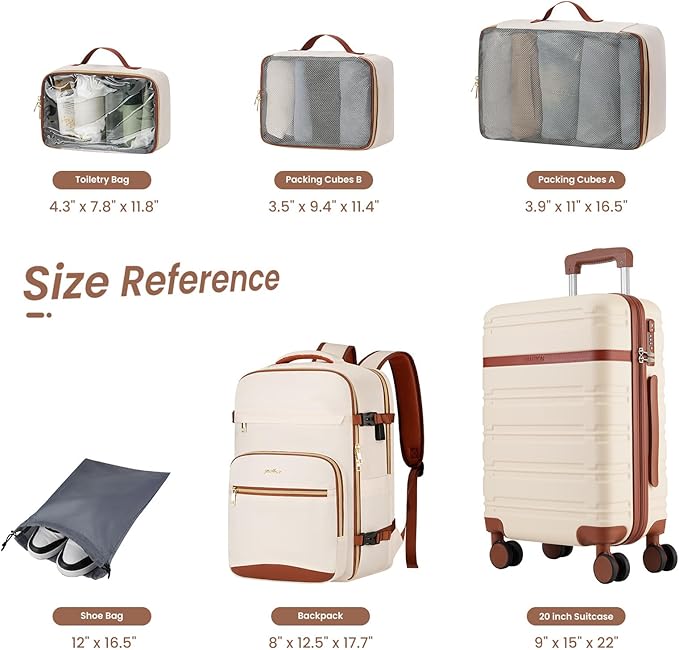 YAMTION Luggage Sets 6 Piece,Hardside 20In Suitcase with Spinner Wheels,TSA Lock,Carry On Suitcase Travel Essentials for Personal Items