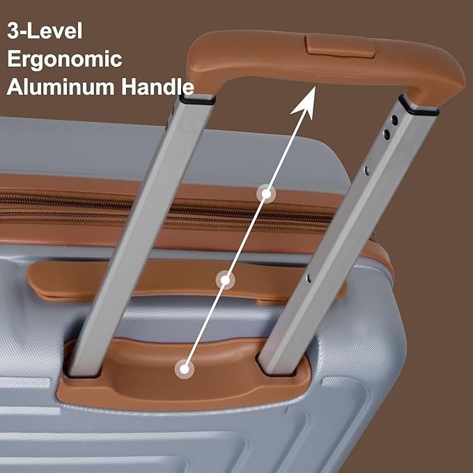 Romswi 22x14x9 Airline Approved 21in Carry On Luggage,Expandable Hardshell Suitcase with Double Spinner Wheels for 20% More Space, Lightweight Hardside CarryOn withYKK Zipper,Scratch-Resistant Silver