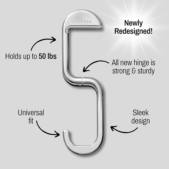 FLIP Purse Hook for Table – Foldable Bag Hook | Portable Purse Hanger & Holder for Desk | Magnetic Closure | Holds 50 lbs | Gift for Women, Silver