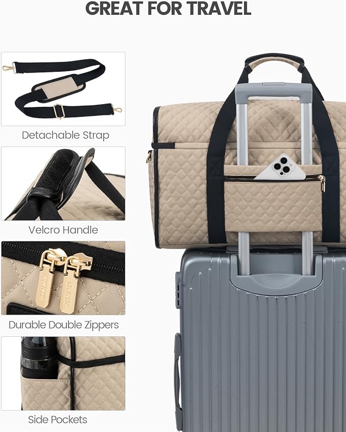 LOVEVOOK Travel Duffle Bag - Weekender & Overnight Bag with Toiletry & Wet Pocket, Carry-On Size, 3pc Set