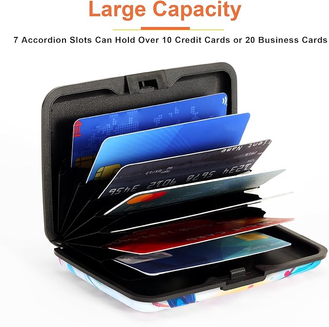 Mayski Credit Card Holder, RFID Blocking, Aluminum Alloy Hard Case, Small Mini Business Metal Wallet for Women Men, Colorful Bird