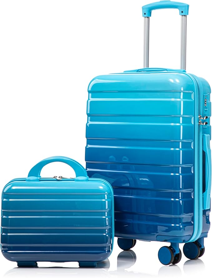 Hardside Luggage, Lightweight Durable Suitcases with Spinner Wheels Navy(horizontal stripe)