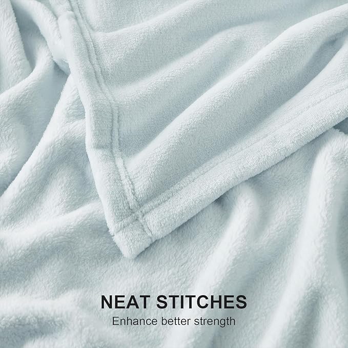 Hansleep Fleece Ice Blue Twin Blanket, Super Soft Flannel Fuzzy Plush Cozy Blanket for All Seasons, Ice Blue, Twin 60x80 Inches