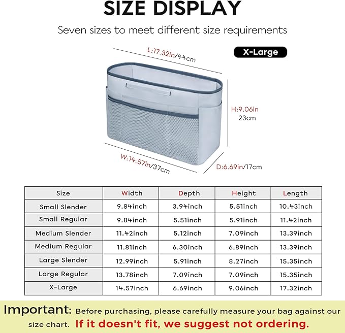 GIVLEFLY Extra Large Purse Organizer Insert for Tote Bag, Lightweight Handbag Organizer with Multiple Pockets, Structured Bag Insert,Light Blue