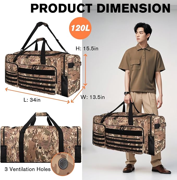Goloni 130L Heavy Duty Large Duffle Equipment Bag,Catchers Gear Bag with Shoe Compartment,Baseball Duffle Bag