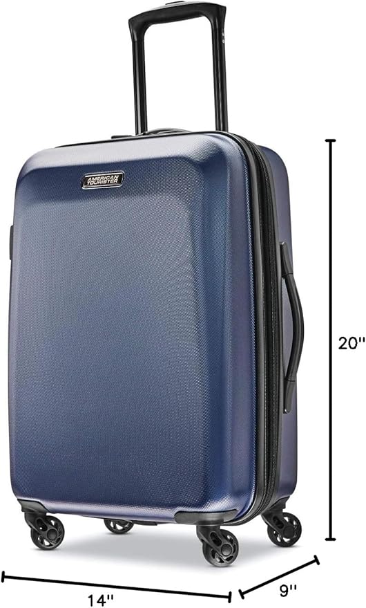 American Tourister Moonlight Hardside Expandable Luggage with Spinner Wheels, Navy, Carry-On 21-Inch