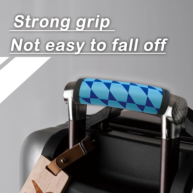 5 Pack Luggage Handle Wrap, Neoprene Suitcase Handle Cover, Bright Color Luggage Identifier for Easy Airport Pickup, Soft Grip Travel Accessories for Cruise Airplane, Blue