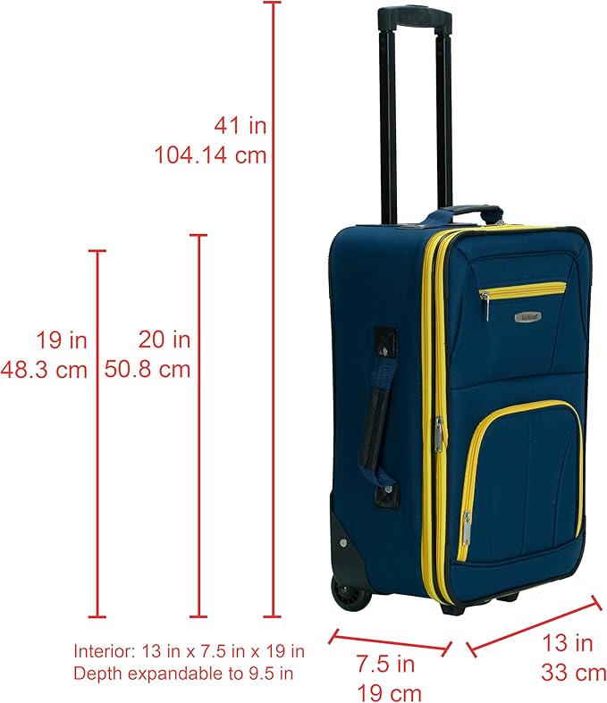 Rockland Fashion Softside Upright Luggage Set, Navy, 2-Piece (14/19)
