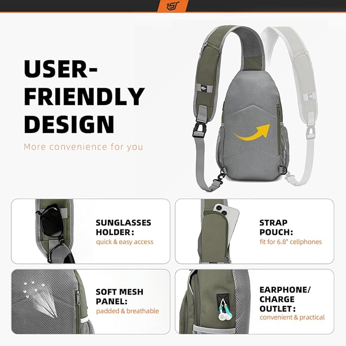 SKYSPER Sling Bag RFID Crossbody Sling Backpack Cross Body Shoulder Bag Travel Hiking Daypack for Women Men(Light Taupe)