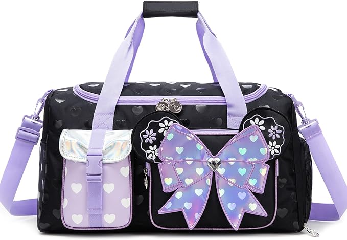 Kids Duffle Bag Girls Dance Bag for Kids with Shoe Compartment Lightweight Carry On Weekender for School,Sleepover,Gym & Family Trips