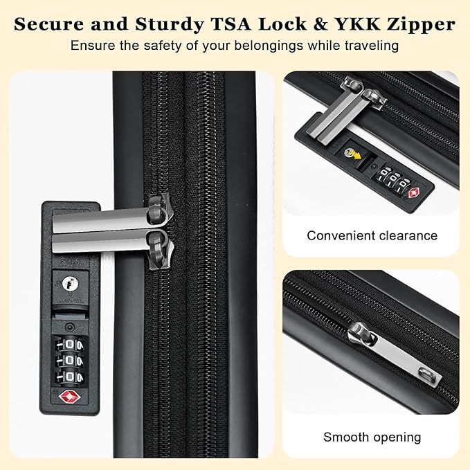 16 Inch Underseat Carry On Luggage Airline Approved, Expandable Lightweight ABS+PC Hard Shell Suitcases with 360° Spinner Wheels, TSA Lock, YKK Zipper, for Business Weekender (White, 1 PC)