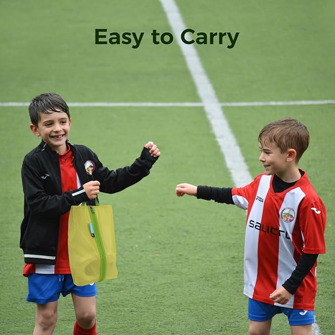 pack all Kids Shoe Bag for Travel, Water-Resistant Shoe Pouch for Gym, Odor-Resistant Soccer Cleats Bag for Sport, Cute Design for Girls, Boys, Toddlers (Green)
