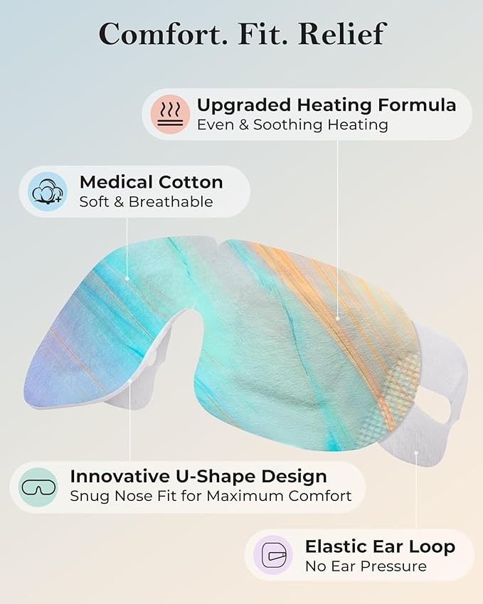 Warm Eye Compresses for Dry Eyes: 10 Packs Disposable Steam Eye Mask for Tired Eyes & Puffiness - Heated Sleep Mask for Fast Relief - Ideal for Spa, Airplane Travel Essentials & Relaxation Gifts