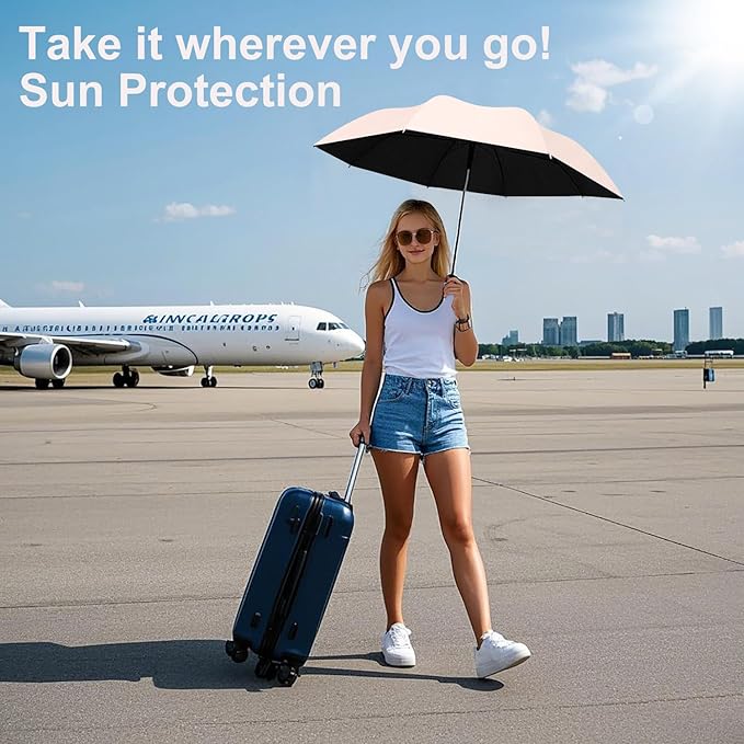 BAODINI Travel Essentials Mini Umbrella for Purse With Case Small Compact UV Sun Protection Lightweight Tiny Pocket Manual Open Close Umbrella for Women Kids and Men Fits Purse Backpack