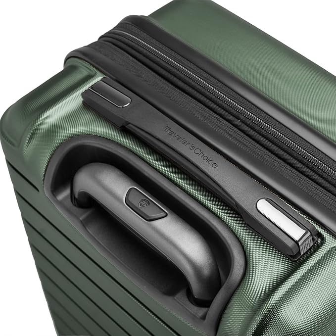 Traveler's Choice Archer Polycarbonate Hardside Spinner Luggage Set, Tie Down Straps, Green, 3-Piece