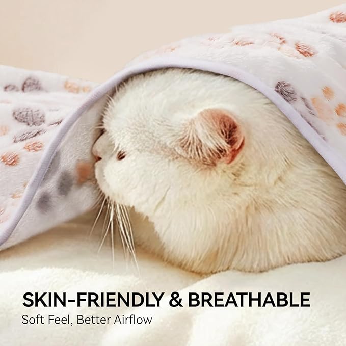 LINENLUX 1 Pack 3 Blankets Super Soft Fluffy Premium Fleece Dog Blankets for Puppy Cat Pet Blanket Flannel Throw Warm Sleep Dog Paw 23x16 inches