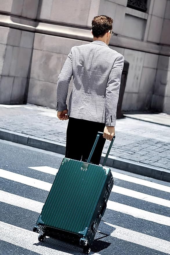 HotWay 22 Inch Checked in Luggage with Aluminum Frame,PC Hard Shell Suitcase with Spinner Wheels and TSA Lock, Large Suitcase for Travel, Green