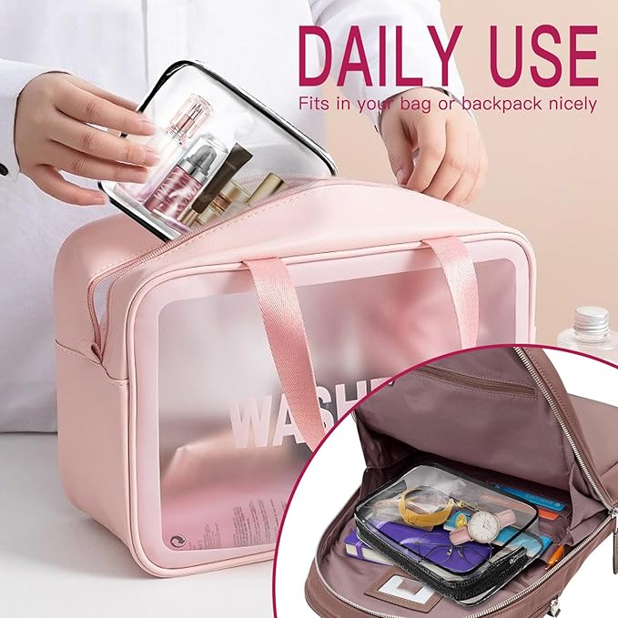 6 Pack Toiletry Bag Makeup Bag Cosmetic Bag, TSA Approved Clear Travel Toiletry Bag wih Zippers, Quart Size Travel Makeup Cosmetic Bag for Women Men, Carry on Airport Airline Compliant Bag, 6 Colors