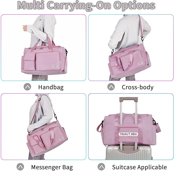 FIORETTO Women's Gym Duffle Bag with Shoes Compartment, 30L Capacity, Ideal for Travel, Gym, Sports, Duffel, Weekender