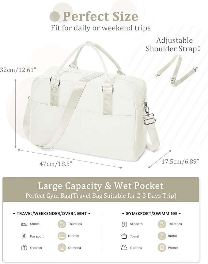 Gym Bag Womens,Travel Duffel Carry on Bag Sport Tote Bag Weekend Overnight Bag