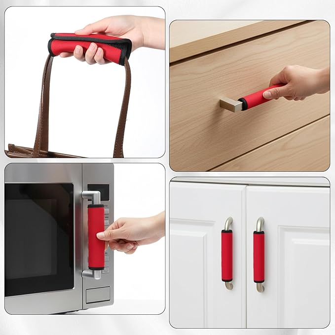 2PCS Luggage Handle Wraps for Suitcase, Bright Color Comfort Soft Handle Covers, Suitcases Luggage Handle-Wrap for Traveling, Luggage-Identifiers for Suitcases, Travel Accessories (Red)