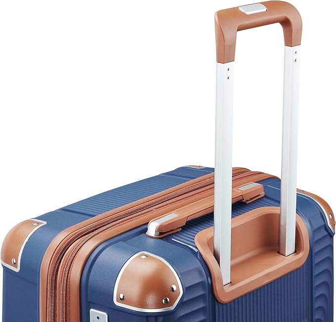 3 Piece Luggage Set PP Hardshell with YKK Zippers, 20/24/28 Inch Suitcases with Detachable Spinner Wheels & Reinforced Corner Guards, Lightweight TSA Lock Nested Set (Navy Blue)