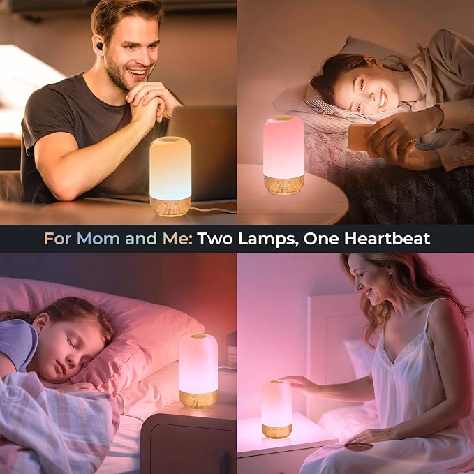 Tikkitouch Personalized Long Distance Touch Lamps Set of 2, Custom Gift | Custom engraving for names and messages,WiFi and Bluetooth setup, app control, touch activated, gifts for couples and friends