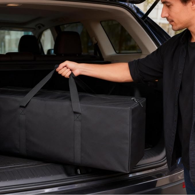 TOPDesign 1-Pack 36 Inch Small Zippered Duffel Bag for Travel Camping Sports Equipment Storage, Waterproof Foldable Luggage Bag with Padded Handles (Black)