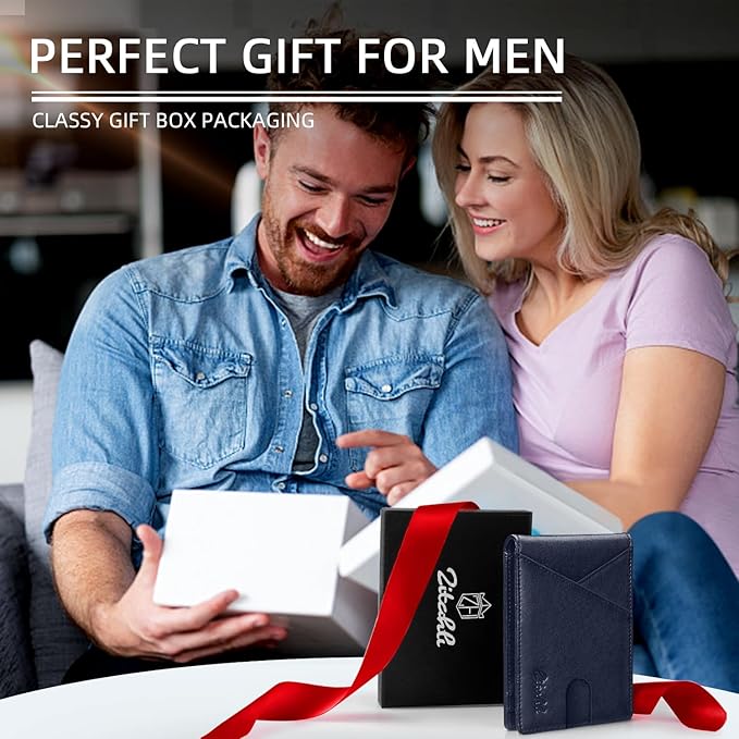 Zitahli Bifold Wallets for Men - Slim RFID Leather Credit Card Holder for 6-11 Cards, Minimalist Thin Wallet with ID Window & Cash Slot,Front Pockt Carteras Para Hombres, Birthday Gifts for Men | Slim, RFID Blocking, Premium, Front Pocket, Gift Box, Le...
