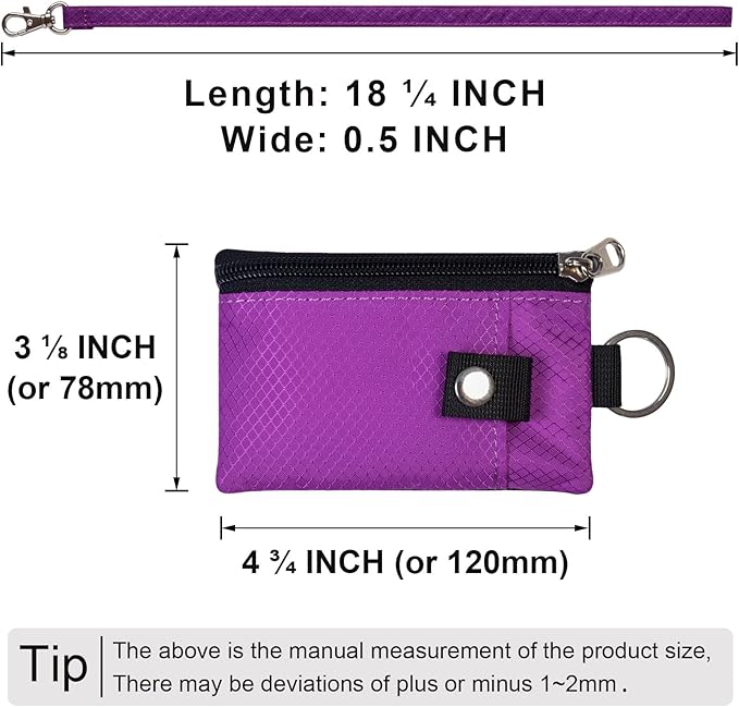 CHENSPRX Minimalist RFID Blocking Small Wallet with ID Window,WaterResistant Zip Id Case Wallet with Lanyard Keychain for Cards,Cash,Travel,Women,Men