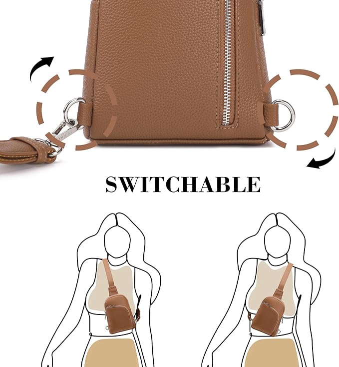 INICAT RFID Blocking Sling Bag, Anti Theft Crossbody Bag for Women, Travel Fanny Pack Style Purse, Vegan Leather
