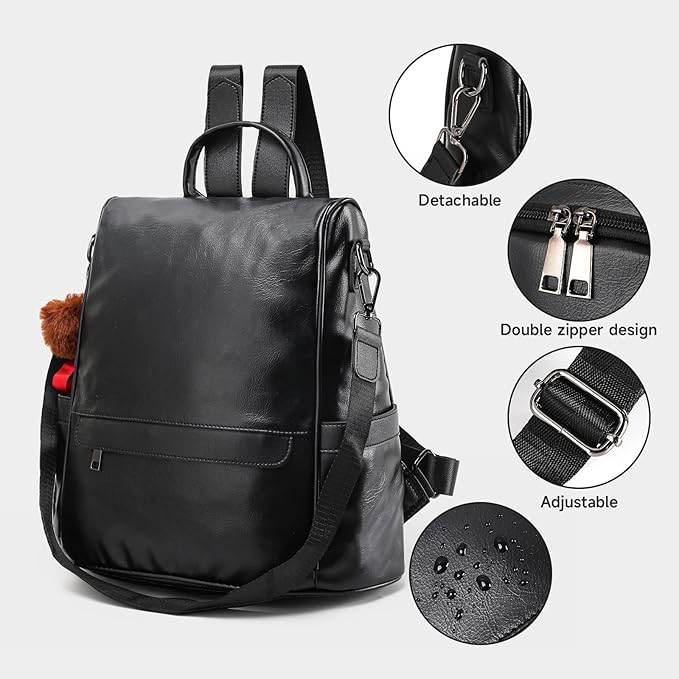 CHERUTY Women Backpack Purse PU Leather Anti-theft Casual Shoulder Bag Fashion Ladies Satchel Bags