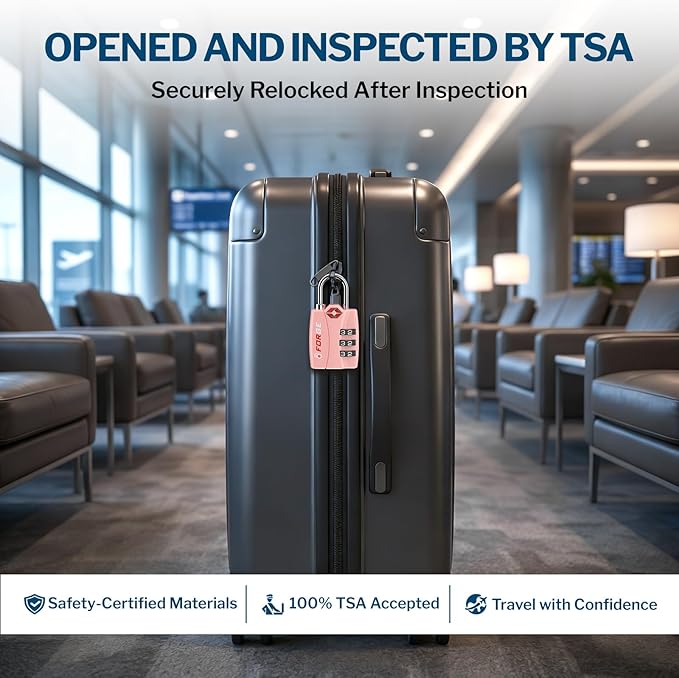 Forge Open Alert TSA Approved Luggage Locks - 3 Digit Combination, Easy Read Dials, Zinc Alloy Body - Ideal Travel Lock for Luggage, Suitcases, Bags & Toolboxes. Pink 2 Locks.