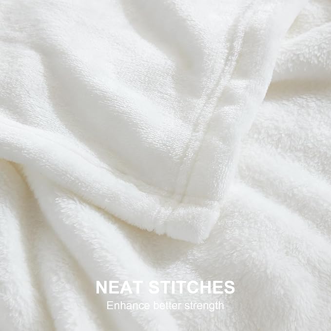 Hansleep Fleece White Full Blanket, Super Soft Flannel Fuzzy Plush Cozy Blanket for All Seasons, White, Full 84x90 Inches