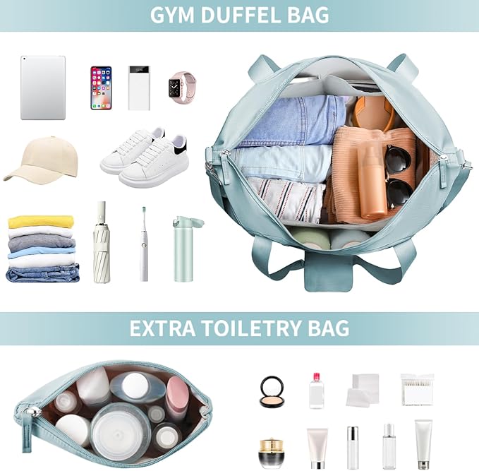 ETRONIK Gym Bag for Women, Personal Item Travel Bag with Shoes Compartment, Weekender Overnight Duffel Bag with Wet Pocket, Carry On Bag for Women, Travel, Gym, Weekend