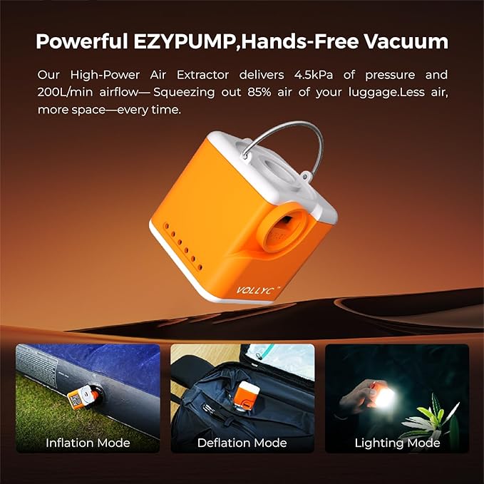 3-Travel Vacuum Bags with Pump, 25L Large Capacity Vacuum Bags for Travel, IPX7 Waterproof, Open Zipper, Reusable Space Saver Compression Bags for Luggage, Backpack, Suitcase, Home Storage