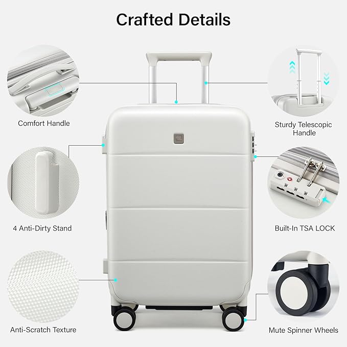 Hanke Expandable Luggage Sets 3 Piece with Spinner Wheels, 20/24/28" Hardside Carry On Luggage Large Suitcase, All-PC Hard Shell Luggage, TSA Lock, Lightweight Durable (Smoke White)
