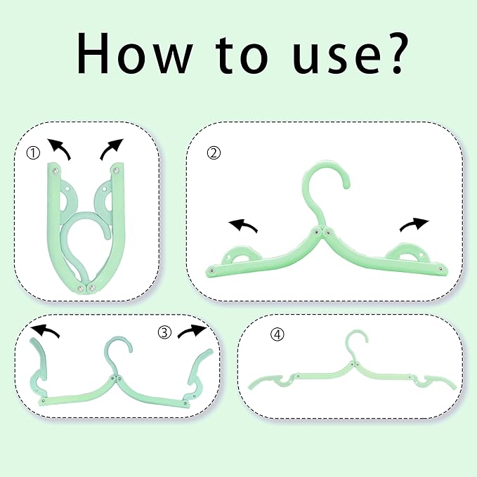 6PCS Portable Folding Clothes Hangers Clothes Drying Rack for Travel (Green)