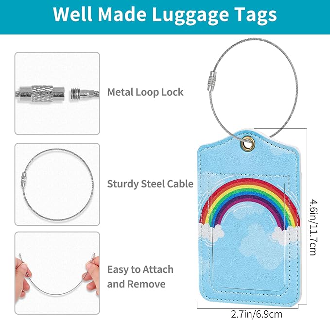 Fishent Luggage Tag, 3 Pack Travel Cruise Luggage Tags for Suitcases, Cute Suitcase Tags Identifiers Bag Tags with Privacy Flap, Baggage Name Tag for Women Men Luggage Backpack Handbag School Bag