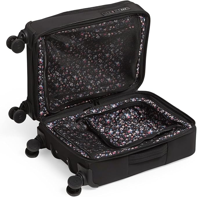 Vera Bradley Women's Softside Rolling Suitcase Luggage, Black, 22" Carry On & 27" Check In