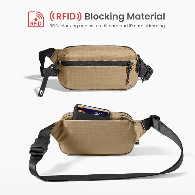 tomtoc 1.5L Sling Bag with RFID Blocking, Crossbody Bag Minimalist Chest Shoulder Pack for Men and Women, Water-resistant Lightweight Carry Casual Daypack for Travel, Daily Use