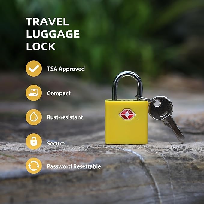 TSA Locks for Luggage, Keyed Alike Luggage Locks TSA Approved 4 Pack, Small Padlock with Key, Padlocks with Keys for Suitcase, Backpack, Bag Zipper, Tool Box, Case, Travel Essentials