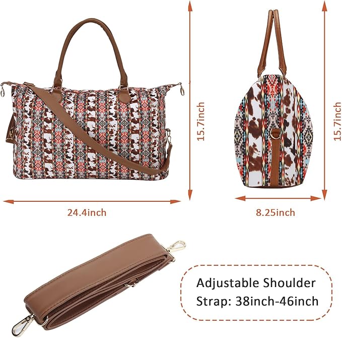 Weekender Bag Duffle Bag For Women Large Travel Tote Bag Overnight Weekend Bags With Shoulder Strap Cow Leopard Atzec…