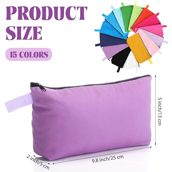 Saintrygo 30 Pcs Canvas Makeup Bags Bulk for Women Cosmetic Bags Small Travel Canvas Zipper Pouch Blank DIY Multipurpose Toiletry Hygiene Pouch for Women Purse Pencil Case(Novel,9.8 x 5 x 2 Inch)