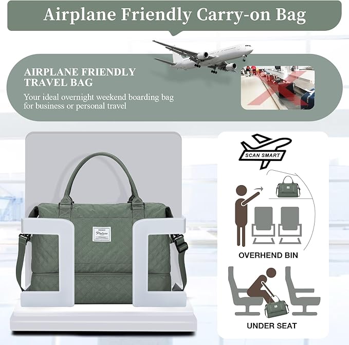 Weekender Bags for Women, Carry on Overnight Weekend Travel Duffel Bag with Shoes Compartment &Toiletry Bag, Personal Item Bag for Travel Business Trips Sport Hospital