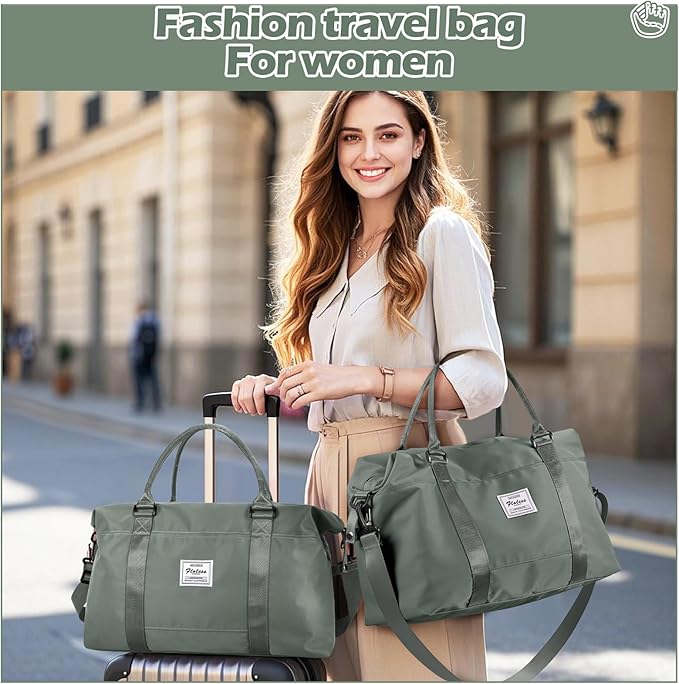 Small Gym Duffel Bag, Travel Weekender Bags for Women, Overnight Gym Carry On Tote Bag with Wet Pocket, Hospital Mom Bag for Labor and Delivery - Green