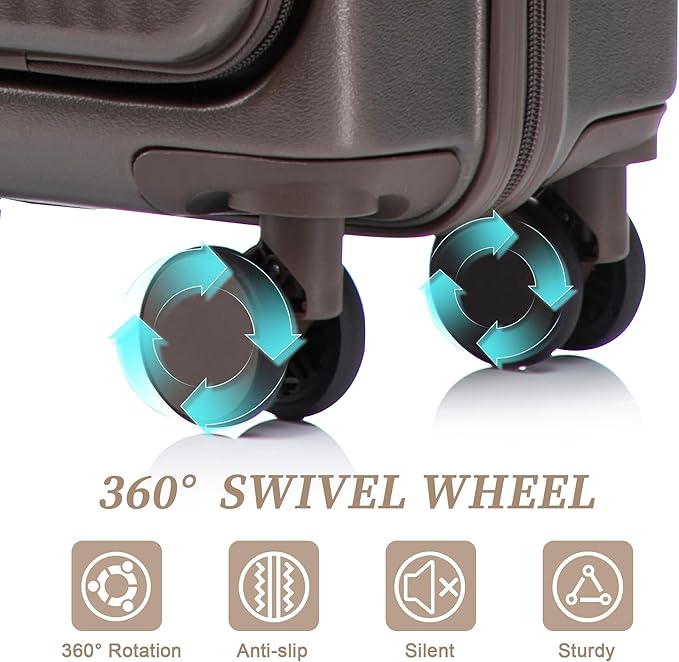 Hardside Luggage, Durable ABS Suitcase with Spinner Wheels, 20/14 Inch