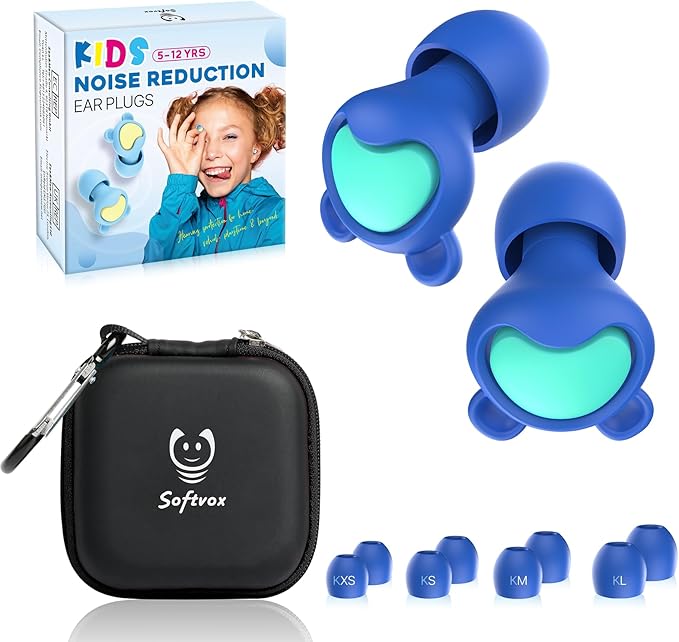 Ear Plugs for Kids Ear Protection (6-12yrs) & Adult with Small Ear Canal - Reusable Noise Relief Earplugs for Focus, Travel, Concerts, Socializing, Sports, Noise Sensitivity - 26dB Hearing Protection