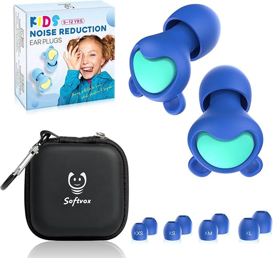 Ear Plugs for Kids Ear Protection (6-12yrs) & Adult with Small Ear Canal - Reusable Noise Relief Earplugs for Focus, Travel, Concerts, Socializing, Sports, Noise Sensitivity - 26dB Hearing Protection